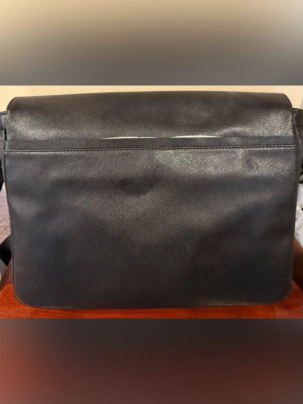 Michael Kors Men's Large Black Leather Briefcase with Logo Plaque